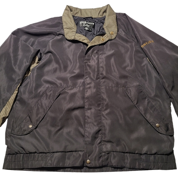 Footjoy FJ Dryjoys Mens Full Zip Golf Jacket Black Size Large Houndstooth Vented - Picture 2 of 7